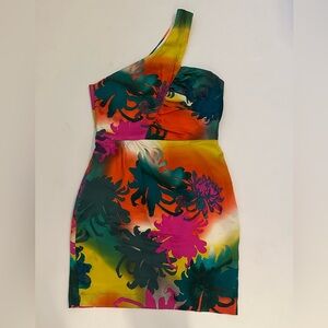 Trina Turk Multicolor 8 One-shoulder/asymmetrical neckline, sheath silhouette
